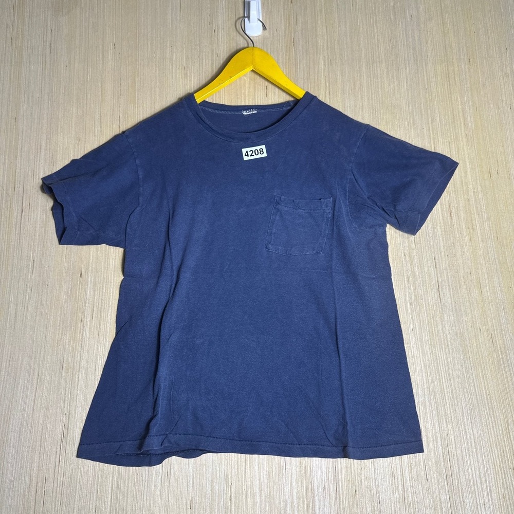 Vintage Matt Andrews Shirt Mens Medium Navy Blue Made In USA Pocket Distressed